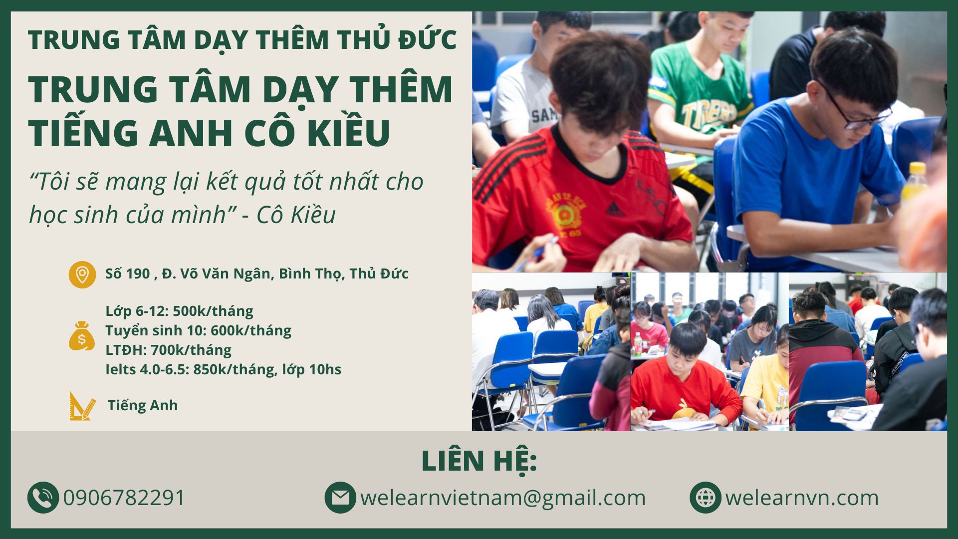 Trung Tâm Dạy Thêm Thủ Đức - Trung Tâm Dạy Thêm Tiếng Anh Cô Kiều