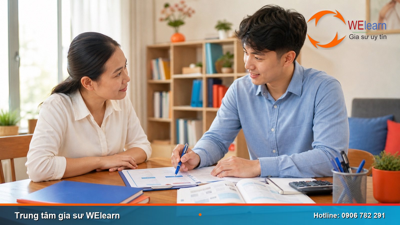 Phụ huynh trao đổi học phí gia sư 1 kèm 1 với gia sư WElearn